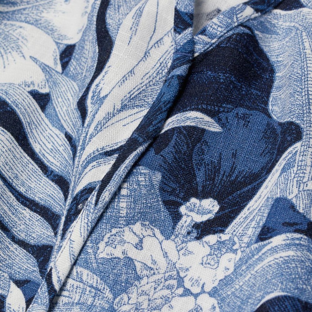 NWT H&M Blue Linen Tropical Floral Tie Dress XS - Picture 9 of 9
